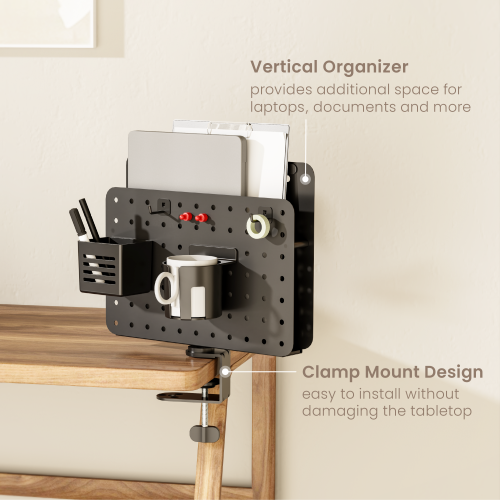 Desk-Mounted Rotating Pegboard with Vertical Organizer  PB-006  Customizable Layout | Space-Saving Design | Easy Installation from china(chinese)
