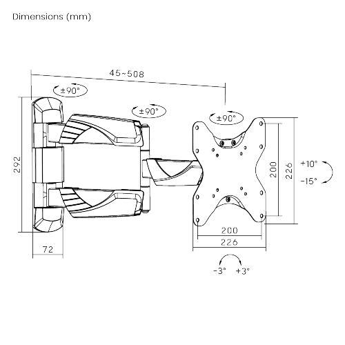 エレガントスリムフルモーションテレビ壁掛け金具 LPA39-223 ほとんどの23"~42"LED/LCDフラットパネルテレビ用 from china(chinese)