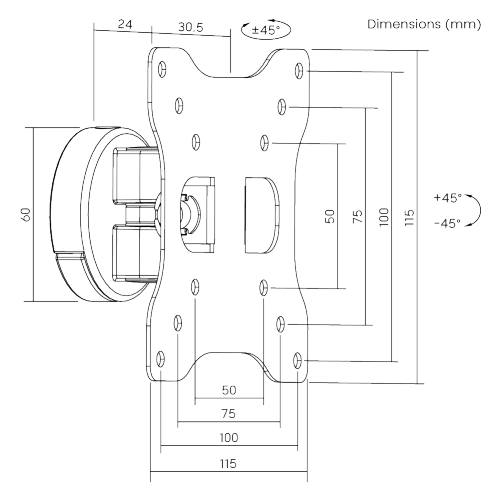Economy Aluminum Pivoting Wall Mount LDA15-110 For most 13’’-27’’ LED, LCD flat panel TVs from china(chinese)