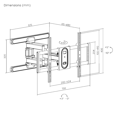 Stylish Full-Motion TV Wall Mount LPA81-466 For solid wall and double stud from china(chinese)