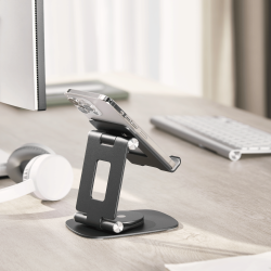  Folding Aluminum Table & Phone Stand with 360° Rotation