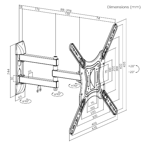 Low Cost Full-Motion TV Wall Mount LPA51-443 For most 23''-55'' LED, LCD flat panel TVs from china(chinese)