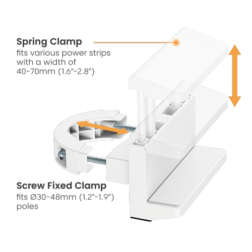 Pole-Mounted Power Strip Holder MH03-1 For Various Power Strips with a Width of 40-70mm (1.6”-2.8”) from china(chinese)
