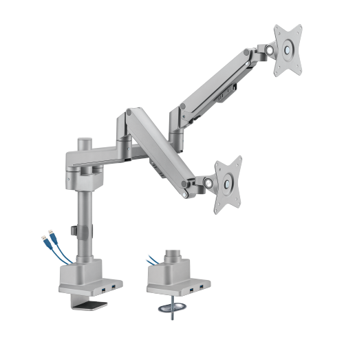 Dual Monitor Pole-Mounted Thin Gas Spring Monitor Arm with USB Ports LDT62-C024UP For most 17"~32" Monitors from china(chinese)