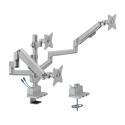 USBポート付きトリプルモニターポールマウント薄型ガススプリング式モニターアーム LDT62-C036UP ほとんどの17"~30"モニター用 from china(chinese)