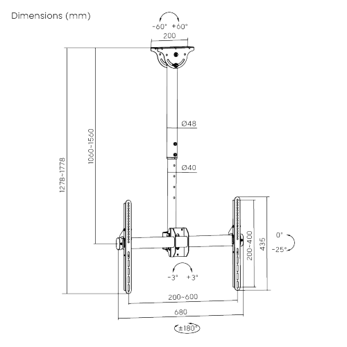 Telescopic Full-motion TV Ceiling Mount Supplier and Manufacturer- LUMI