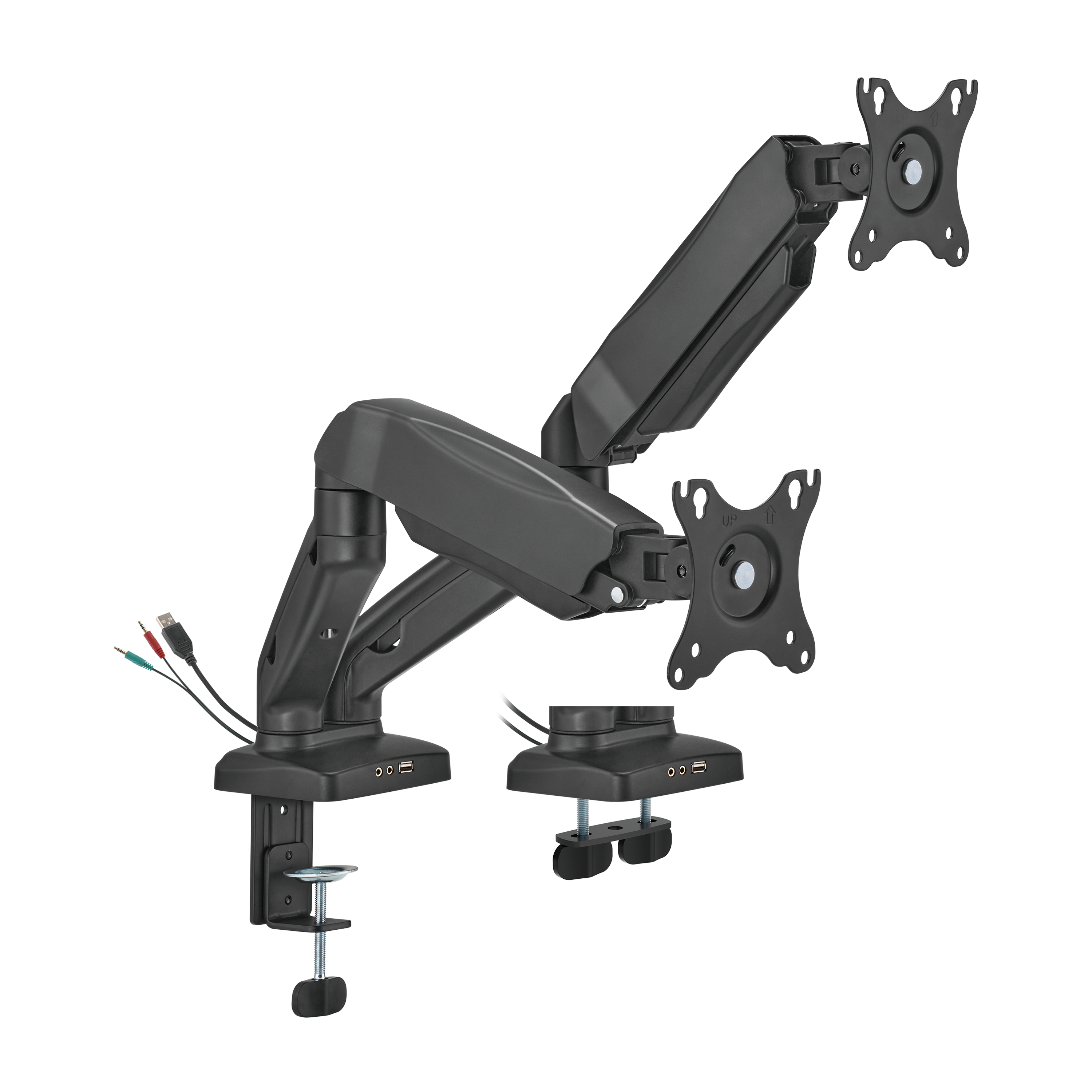 Economy Dual-Screen Spring-Assisted Monitor Arm with Smart Base Supplier  and Manufacturer- LUMI