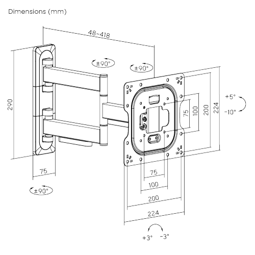 Stylish Full-Motion TV Wall Mount LPA81-223 For solid wall and single stud from china(chinese)