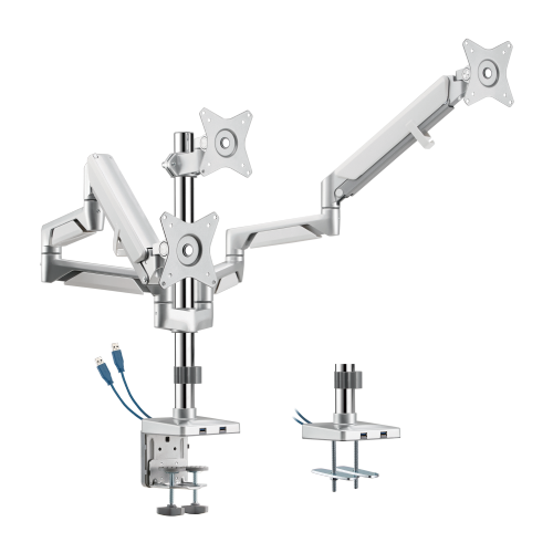 Triple Monitors Pole-Mounted Epic Gas Spring Aluminum Monitor Arm with USB LDT37-C036UP For Most 17"-27" Monitors from china(chinese)