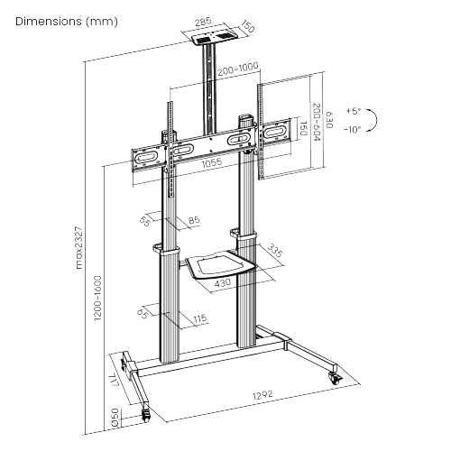 Cost-Effective Aluminum TV Cart FS44-610TW Cost less, win more! from china(chinese)