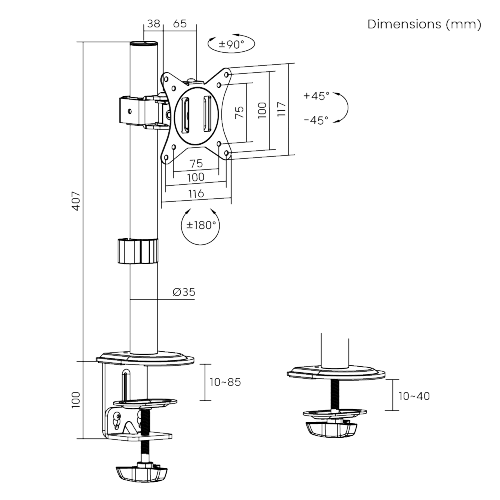 Single-Monitor Steel Articulating Monitor Mount LDT66-C01 For most 17”-32” monitors from china(chinese)