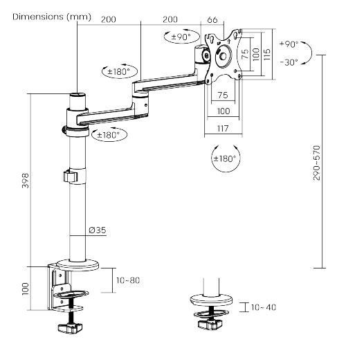 Premium Aluminum Articulating Monitor Mount LDT72-C012 For most 17”-32” monitors from china(chinese)