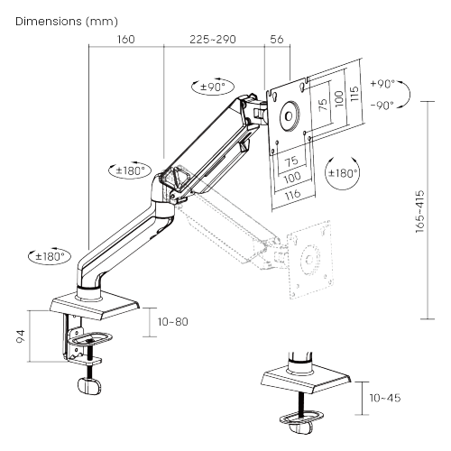 Single Screen Rugged Mechanical Spring Monitor Arm LDT88-C012 For most 17"-32" Monitors from china(chinese)
