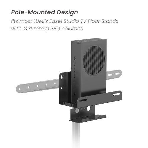Pole-Mounted Media Player Mount with Power Strip Holder APM-11-01 fits most LUMI's Easel Studio TV Floor Stands with Φ35mm (1.38") columns from china(chinese)