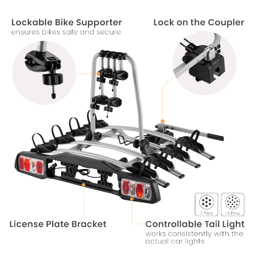 Lockable Car Hitch Bike Rack CBR-504 For four tire width 22’’-29’’ bikes from china(chinese)