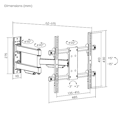 ヘビーデューティーフルモーションテレビ壁掛け金具 LPA49-443 ほとんどの32"-55" LED/LCDカーブ&フラットパネルテレビ用 from china(chinese)