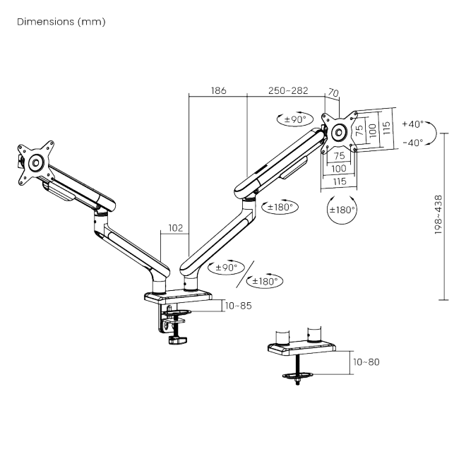 Dual-Monitor NEO Slim Mechanical Spring Monitor Arm LDT68-C024  from china(chinese)
