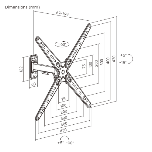 Economy Full-motion TV Wall Mount LDA40-441 Fits Most 13"-55" Flat Panel TVs from china(chinese)