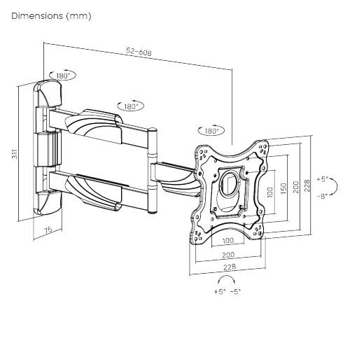 Elegant Full-motion TV Wall Mounts KMA28-223L For most 23''-42'' LED, LCD flat panel TVs from china(chinese)