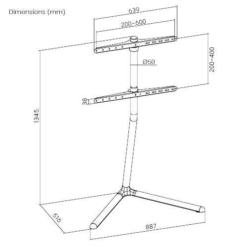 Modernist Linear Chrome Plated Studio TV Floor Stand with V-Base FS17-46F-01 Bring Aesthetics to Any Viewing Area from china(chinese)
