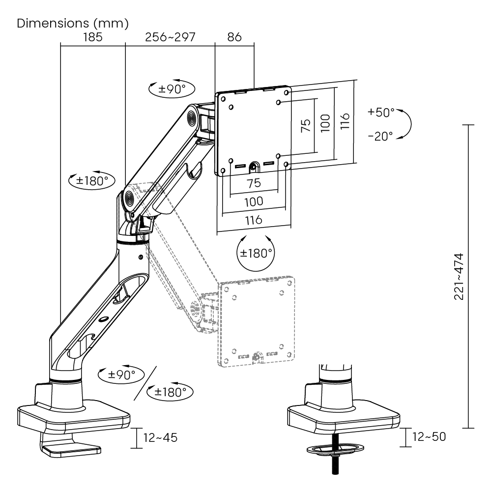 Noteworthy HeavyDuty Gas Spring Monitor Arm Supplier and Manufacturer
