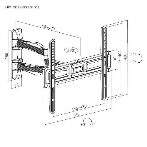 Stylish Full-Motion TV Wall Mount LPA75-443 For most 32"-55” TVs up to 35kg/77lbs from china(chinese)