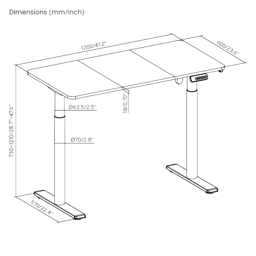 Round Columns 2-Stage Single-Motor Sit-Stand Desk S10-22D-B Chic Rounded Columns Design Setting it Apart from china(chinese)