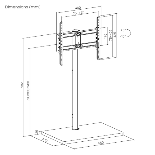 Prism Minimalism TV Floor Stand FS53-44T-01 Fits up to 65” TVs from china(chinese)