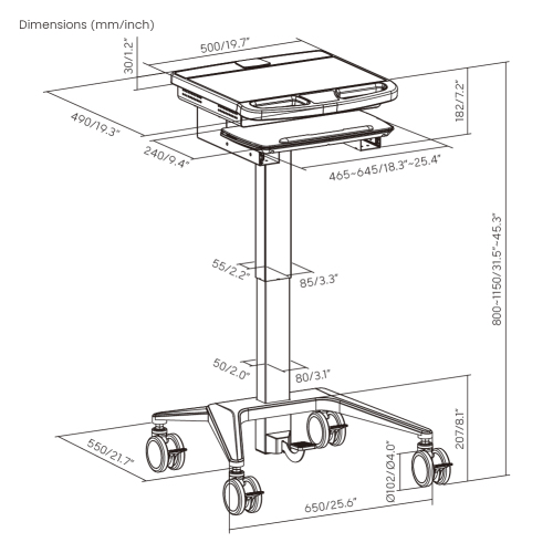 Modular Gas-Lift Medical Cart MED01-1 Enhance healthcare space to promote serviceabliity and effciency from china(chinese)