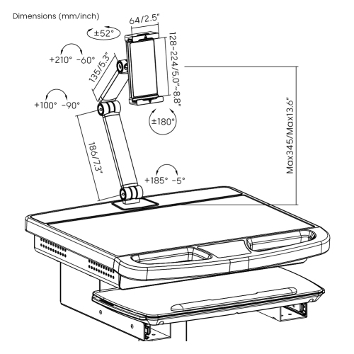 Gas-Lift Medical Cart with Tablet Holder MED01-5 Enhance healthcare space to promote serviceabliity and effciency from china(chinese)
