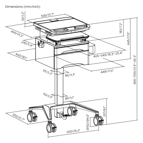Gas-Lift Medical Cart with Drawer MED03-1 Enhance healthcare space to promote serviceabliity and effciency from china(chinese)