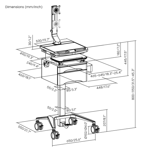Gas-Lift Medical Cart with Monitor Stand and Drawer MED03-2 Enhance healthcare space to promote serviceabliity and effciency from china(chinese)