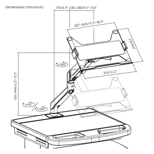 Gas-Lift Medical Cart with Laptop Holder and Drawer MED03-4 Enhance healthcare space to promote serviceabliity and effciency from china(chinese)