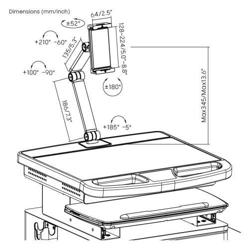 Gas-Lift Medical Cart with Tablet Holder and Drawer MED03-5 Enhance healthcare space to promote serviceabliity and effciency from china(chinese)