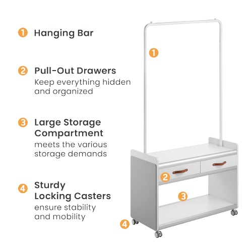 FLEXMO Storage Trolley with Hanging Bar & Drawers MCT01-02H Essentials for an Agility and Flexibility Workplace from china(chinese)