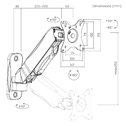 Economical Single Screen Wall-Mounted Gas Spring Monitor Arm LDA31-111 For Most 17"-32" Flat and Curved Monitors from china(chinese)