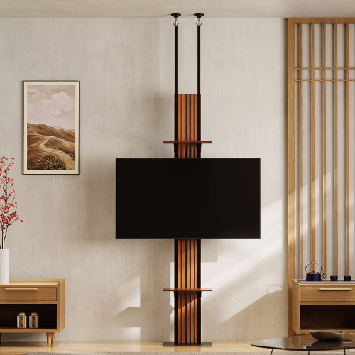 Floor-To-Ceiling TV Stand With Shelves FS51-44T-02 for 220-280cm ceiling height from china(chinese)