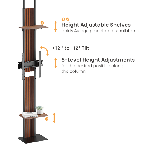 Floor-To-Ceiling TV Stand With Shelves FS51-44T-02 for 220-280cm ceiling height from china(chinese)
