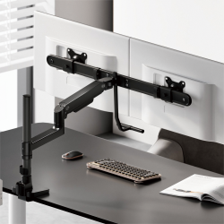 Noteworthy Pole-Mounted Gas Spring Dual Monitor Arm with USB-A/USB-C Ports
