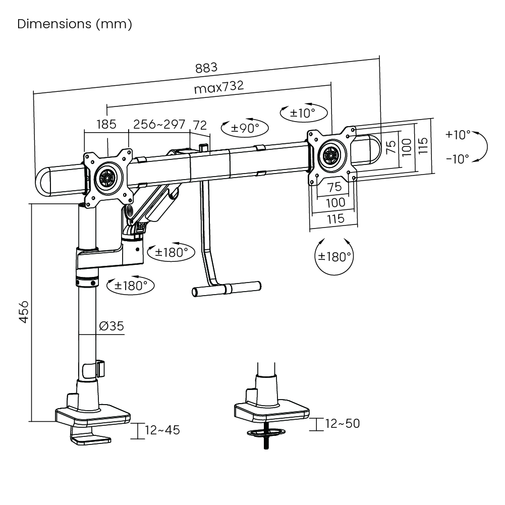 Noteworthy Pole-Mounted Gas Spring Dual Monitor Arm Supplier and ...