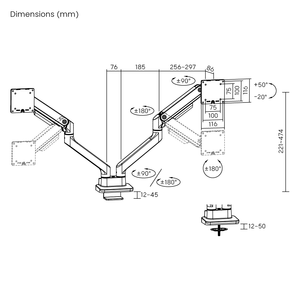 Noteworthy Heavy-Duty Gas Spring Dual Monitor Arm Supplier and ...