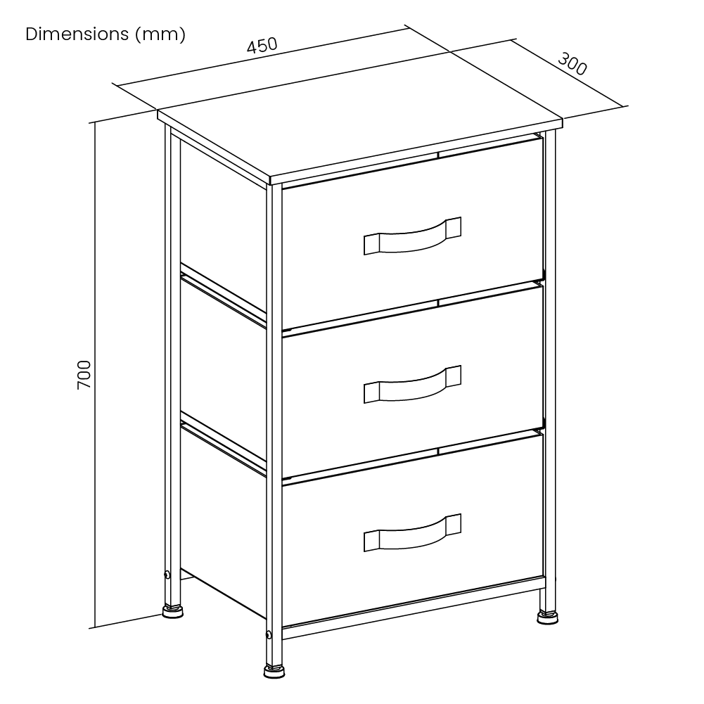 3-Drawer Fabric Storage Dresser