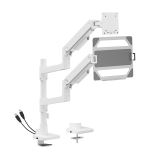 Noteworthy Pole-Mounted Heavy-Duty Gas Spring Dual Monitor Arm with Laptop Holder and USB-A/USB-C Ports