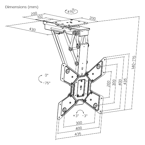 Smart Swivelling Flip Down TV Ceiling Mount for Cement or Other Solid Surfaces PLB-M0544S  from china(chinese)
