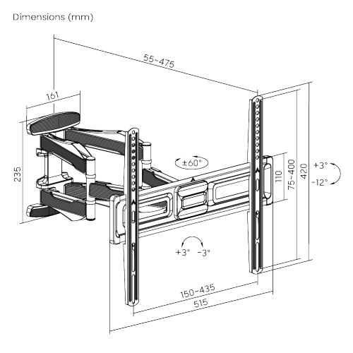 Stylish Full-Motion TV Wall Mount LPA75-446 For most 32"-70” TVs up to 45kg/99lbs from china(chinese)