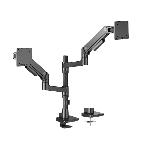 Noteworthy Pole-Mounted Heavy-Duty Gas Spring Dual Monitor Arm LDT81-C024P Supports monitors up to 49’’ or weights ups to 20kg (44lbs) from china(chinese)