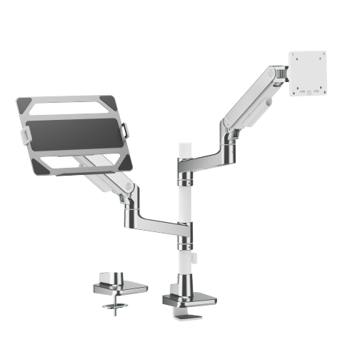 Noteworthy Pole-Mounted Heavy-Duty Gas Spring Dual Monitor Arm with Laptop Holder  LDT81-C024P-ML Supports monitors up to 49’’ or weights ups to 20kg (44lbs) from china(chinese)
