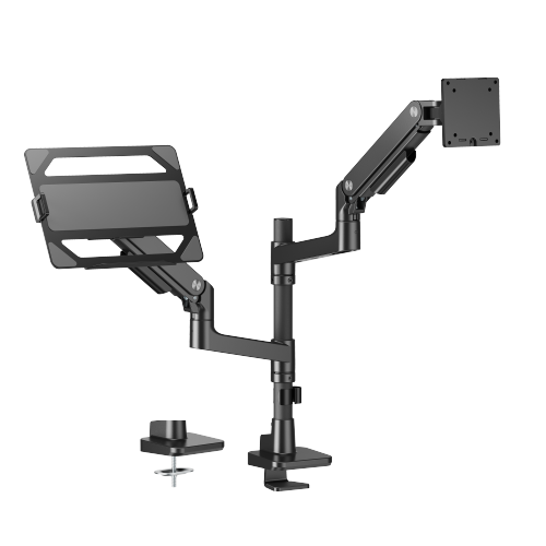 Noteworthy Pole-Mounted Heavy-Duty Gas Spring Dual Monitor Arm with Laptop Holder  LDT81-C024P-ML Supports monitors up to 49’’ or weights ups to 20kg (44lbs) from china(chinese)