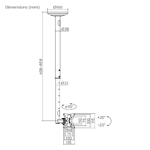 Telescopic LCD Ceiling Mount LCD-504 For most 13"-27" LED, LCD Flat Panel TVs from china(chinese)