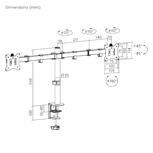Dual Monitors Economical Steel Articulating Monitor Arm LDT42-C024 For Most 17"-32" Monitors from china(chinese)